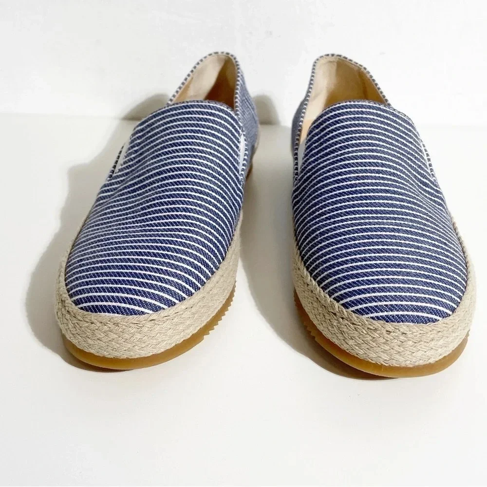 New Ron White Delilah Espadrille Loafer in Denim Stripe size 36